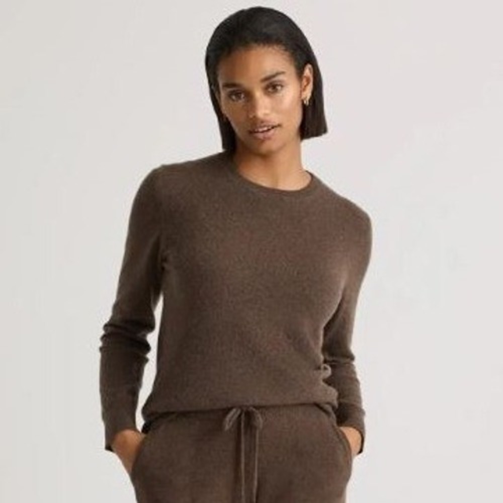 Quince Mongolian Cashmere Crewneck Sweater Women S Brown Soft Luxury Minimalist